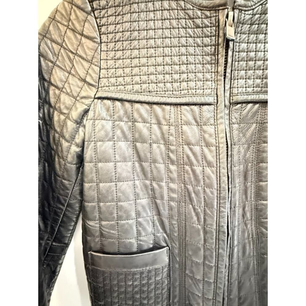 Zara Black Quilted Faux Leather Moto Jacket Size S Biker Edgy Fall Winter - Picture 4 of 6